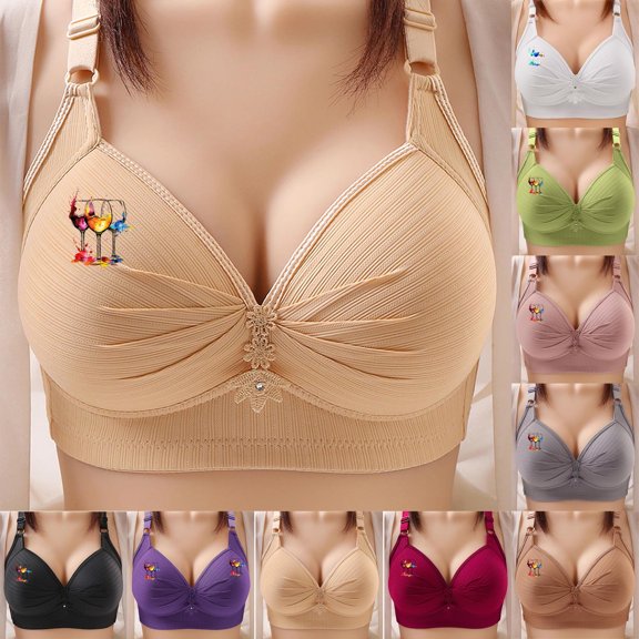 Wiyuqeen Bras for Women No Underwire Supportive Everyday Bras Plus Size Full Coverage Push up Bralettes with Love Print