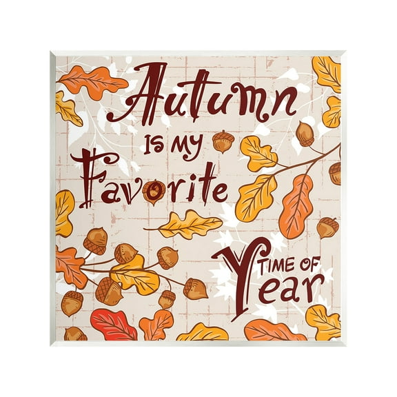 Stupell Industries Autumn Phrase with Leaves Holiday Painting Unframed Art Print Wall Art, 12 x 12