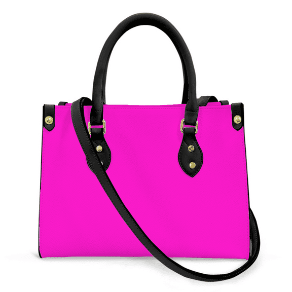 Purse Tote Bag for Women Leather Handbag, Satchel Shoulder Crossbody Top Handle Bags for Work Travel, Hot Magenta, BLACK