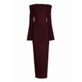 thumbnail image 2 of Women'S Fall Off Shoulder Bodycon Sweater Dress Formal Long Sleeve Elegant Club Party Midi Maxi Dresses Reddish Brown M, 2 of 7