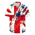 thumbnail image 3 of Men's American Flag Hawaiian Shirt Trendy Independence Day Patriotic Tees Loose Casual Short Sleeved Collar Button Top Multicolor XL, 3 of 5