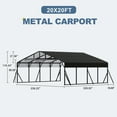 thumbnail image 2 of ESIMOTE 20x20ft Metal Carport, Garage with Updated Metal Frame Structure, Galvanized Steel Roof and Enhanced Base Canopy, Metal Garage Car Shelter Shade for Car, Boats and Truck, 2 of 6