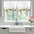 thumbnail image 5 of Retro Pastoral Tie Up Curtain 45 Inches Long, Floral Sunflower Daisy Farmhouse Botanical Balloon Style Kitchen Window Curtain Over Sink, Small Window Rod Pocket Curtain 42"x45", 5 of 9