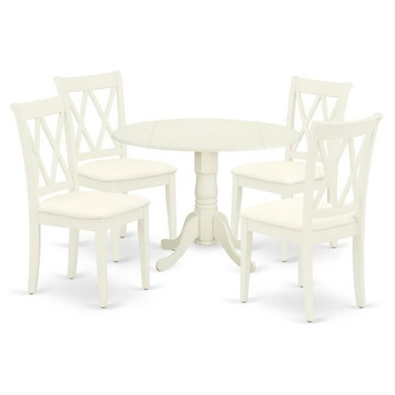 Atlin Designs 5-piece Wood Dining Set with Fabric Seat in White