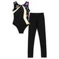thumbnail image 3 of Zaldita Kids Girls Ballet Gymnastics Outfits Sleeveless Dance Leotard Top with Leggings 2Pcs Gym Gold 10, 3 of 7