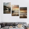 thumbnail image 4 of Nawypu Beach Picture Canvas Wall Art: Rocky Wave Artwork Sunset Painting Seascape Print for Office 12''x16''X3 Panels, 4 of 4