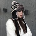 thumbnail image 4 of Sombrero de bombardero de Invierno para mujer, gorro cálido de piel sintética para esquí, tejido de retales, con orejeras, para Navidad y al aire libre, 4 of 4