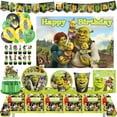 thumbnail image 2 of Suministros de decoración de fiesta de cumpleaños con temática de Shrek & Green & Monster & Fiona, cubiertos desechables, globos, póster de fondo, regalo para Baby Shower, 2 of 5