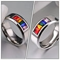 thumbnail image 2 of EeaseCA 1Pc Titanium Steel Ring Stylish Gay Pride Ring Colorful Inlaid Rhinestone Ring, 2 of 7