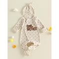 thumbnail image 3 of HWJAD Baby Boys Waffle Footed Romper Set for Little Brother Newborn Long Sleeve Jumpsuit Coming Home Clothes Infant Bodysuit Hat Fall Outfits, 3 of 8