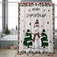 thumbnail image 2 of Christmas Snowman Bathroom Shower Curtain Winter Pine Trees Xmas Snow Retro Linen Waterproof Washable Shower Curtains for Bathtub Bath Decor with Grommets and Hook 66 X 72 Inch, 2 of 8
