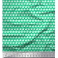 thumbnail image 1 of Soimoi Green Heavy Satin Fabric Texture & White Star Printed Fabric 1 Yard 54 Inch Wide, 1 of 1