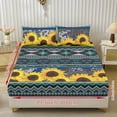 thumbnail image 2 of COEQINE Twin Size Sheet Set Cozy Easy & Secure Fit Stretchy 3 Pieces Bedding Sheet Set Bottom Bedsheet with All Around Elastic for Home Decor, Sunflower American Tribal Leopard Print, 2 of 5