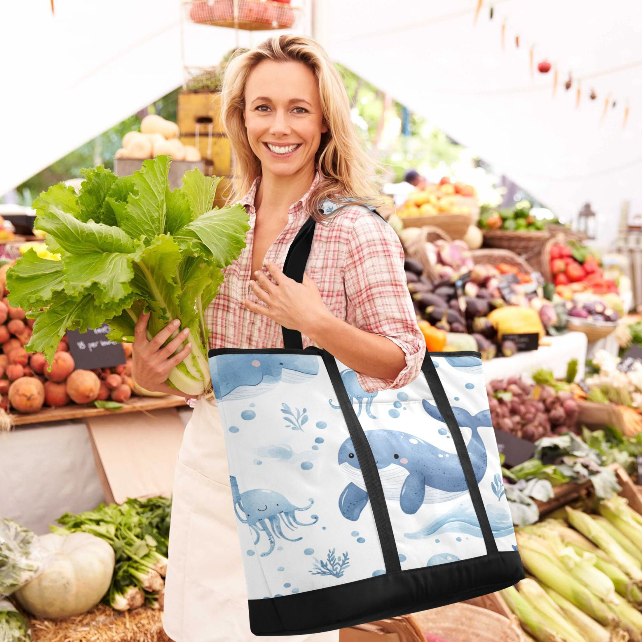 Large Hand-held Ice Pack Picnic Bag Insulation and Refrigeration Suitable for Shopping Picnics and Camping Super Cute Whale