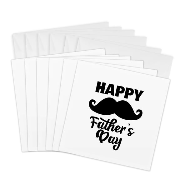 3drose, Happy Fathers Day Mustache, 6 Greeting Cards with Envelopes