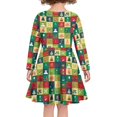 thumbnail image 3 of FKELYI Size 7-8 Long Sleeve Dress Elastic Christmas Buffalo Grid Print Kids Swing Skater Midi Dress Breathable Xmas Dresses for Girls Knee Length, 3 of 4