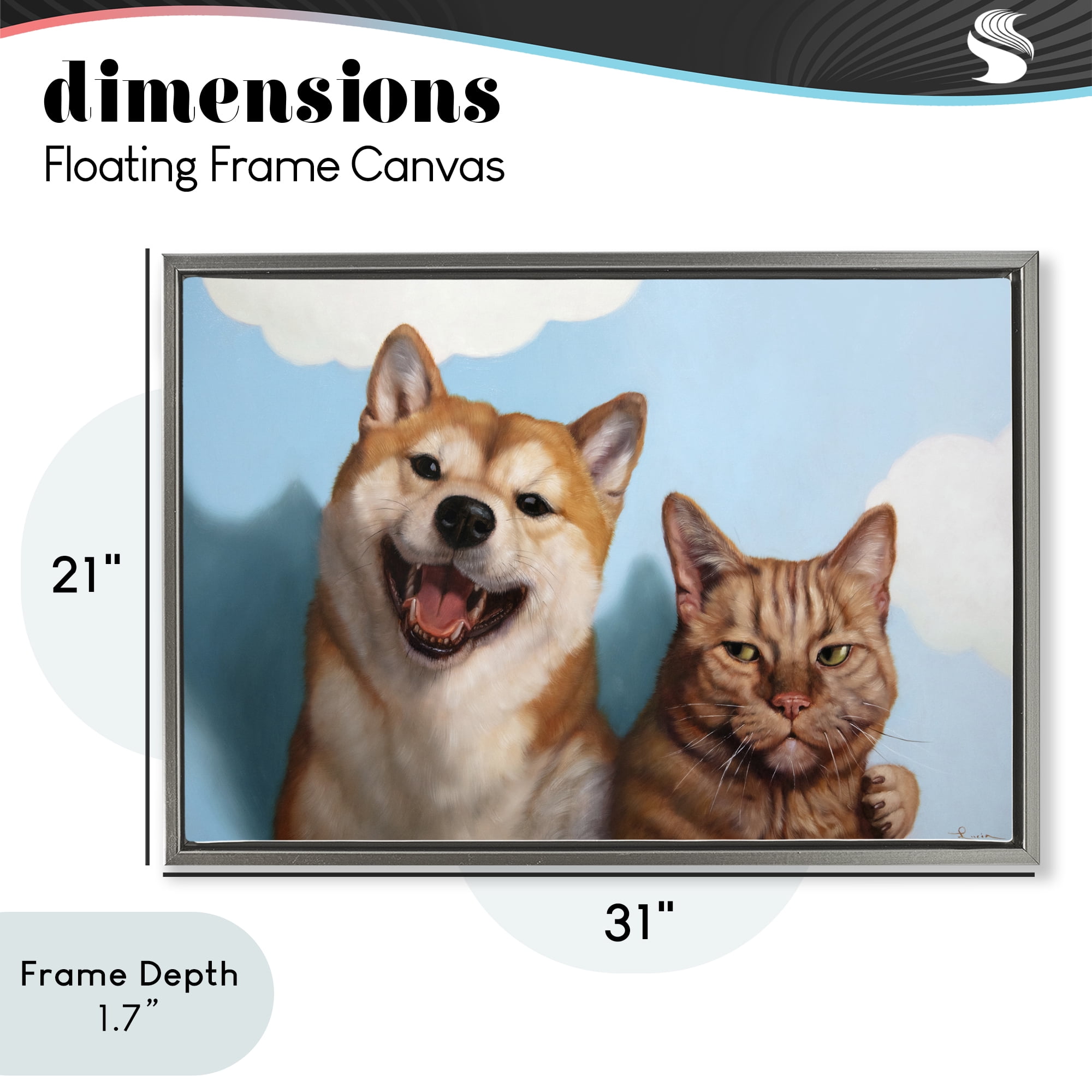 Stupell Industries Adopted Brother Dog & Cat Gray Framed Floater Canvas Wall Art, design by Lucia Heffernan