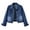 Dark Blue, variant on Women's Lapel Distressed Washed Cropped Denim Jacket,Long Sleeve Button Down Trucker Coat,2026 Spring Fall Trendy Clothes,Blue Women's S-XXL