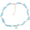 thumbnail image 1 of Collier Ras du Cou Turquoise Faux - Collier Charme Papillon Perlé Collier Court, 1 of 2
