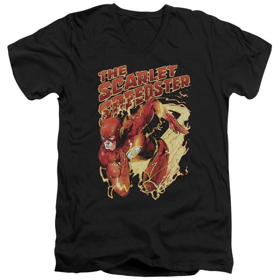 Jla - Scarlet Speedster - Slim Fit V Neck Shirt - Small