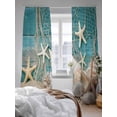 thumbnail image 3 of Ocean Marine Sheer Curtains 2 Panels Set Vintage Shell Starfish Blue Wood Grain Lihgt Filtering Rod Pocket Voile Drape, Semi Sheer Window Curtains for Bedroom Living Room, 52"x96", 3 of 5