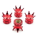 thumbnail image 1 of 4-Piece Crown Tire Valve Caps Set ABS Plastic with Copper Core Anti-Leak Dust-Proof Universal Fit Car Wheel Protection, 1 of 8