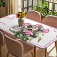 thumbnail image 3 of Pink Tulip Spring Floral Table Cloths for 3 Foot Rectangle Tables, Romantic Flowers Modern Art Plaid Patio Waterproof Elastic Fitted Tablecloths, Washable Rectangular Table Cover for Camping, 3 of 8