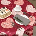 thumbnail image 3 of Nappe Ronde Cœur d'Amour pour la Saint-Valentin, Anniversaire de Mariage, Propositions de Mariage Ou Fiançailles, Nappes Rouges 60 Pouces Lavables en Polyester pour Salle à Manger Restaurant Fête, 3 of 6
