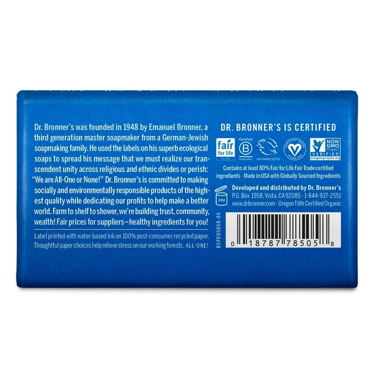 Dr. Bronners Magic Soaps Hemp Peppermint Pure Castile Soap Bar
