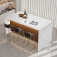 thumbnail image 4 of Hawsaiy 67" Modern LED Rectangle Dining Table with Marble-Look Top, 6 Seater Kitchen Island Table with Lights for Home Kitchen Office, White, 4 of 10