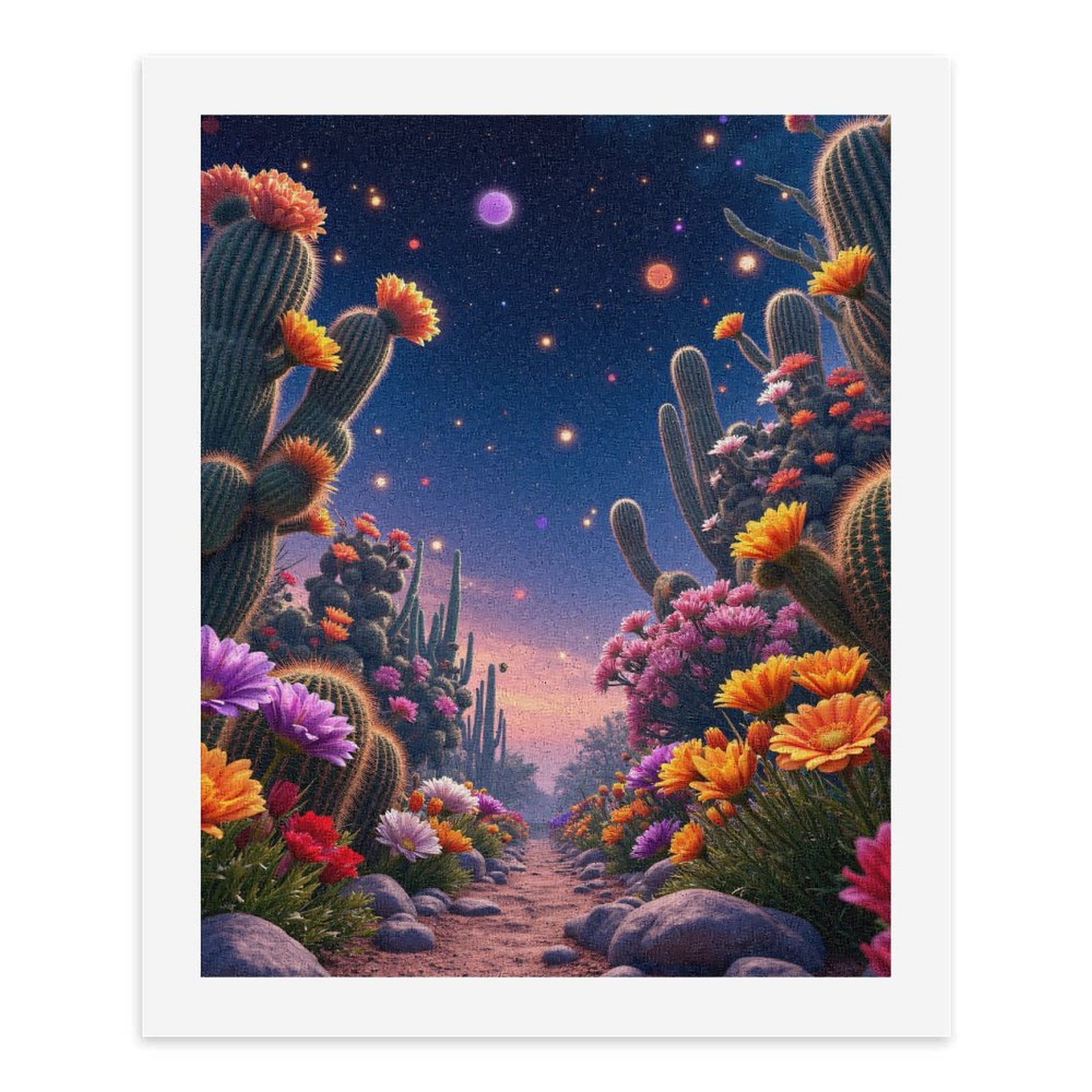 Paint By Numbers Kit for Adults Beginner - DIY Desert Night Floral Pathway Sky Canvas Painting Kits for Adults, Frameless Paint By Number for Adults for Home Wall Decor 16x20 Inch