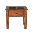 thumbnail image 2 of Marv Side End Table w Drawer, 26 Inch Square Slate Inlay Top, Brown, 2 of 5