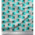 thumbnail image 1 of Soimoi Green polyester Crepe Fabric Monitor & Bossy Girl Printed Fabric 1 Yard 42 Inch Wide, 1 of 3