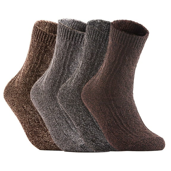 Lian LifeStyle Perfect Fit Women's 4 Pair's Wool Crew Socks For Healthy Feet. Cozy, Cute, and Comfortable Size 6-9 HR1613, Color Brown, Grey, Dark Grey, Coffee