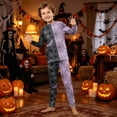 thumbnail image 2 of Grblisyd Matching Family Halloween Pajamas Set Cute Funny Spider Web Bat Print 2-Piece Color Block PJS for Adults & Kids Holiday Family Long Sleeve Loungewear Set, 2 of 4