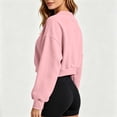 thumbnail image 5 of Cropped Hoodie for Womens Casual Crewneck Sweatshirts Workout Long Sleeve Drawstring Hooded College Teen Preppy Crop Tops Clothes 2026, 5 of 6