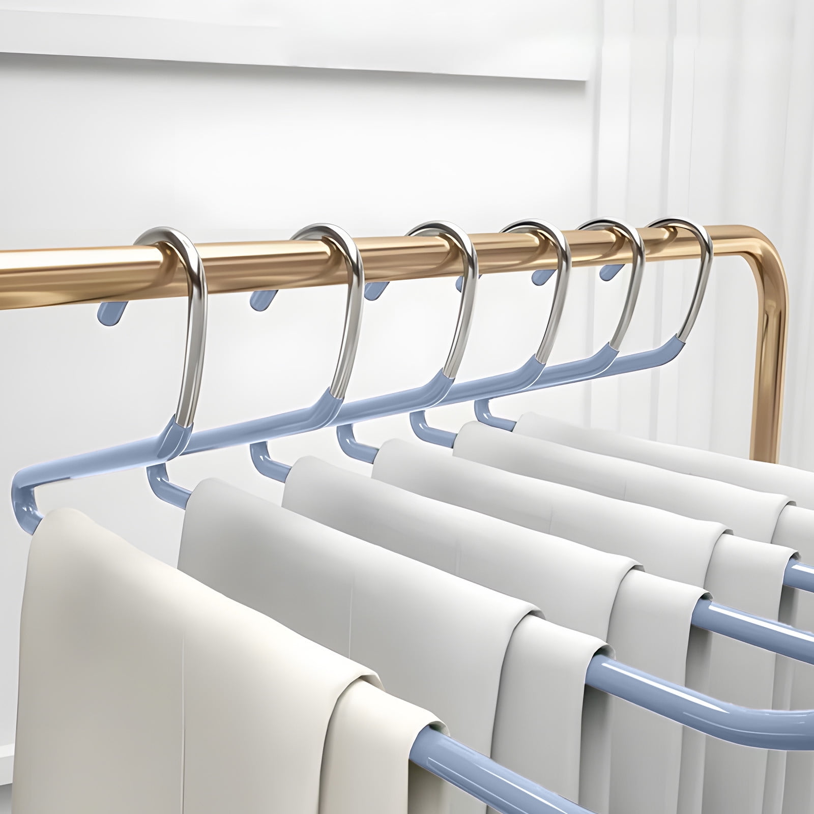 Open Ended Pants Hangers, Heavy Duty Non Slip for Closet, Space Saving Trouser Hangers, Non Marking Contoured Hangers, Metal Pant Hanger for Jeans, Trouser, Leggings, Slacks, Underwear