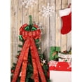 thumbnail image 3 of LaRibbons 13" Christmas Tree Topper Bow, 2.5" Wired Ribbon,  Red/Green Glitter Printed Floral, 3 of 8