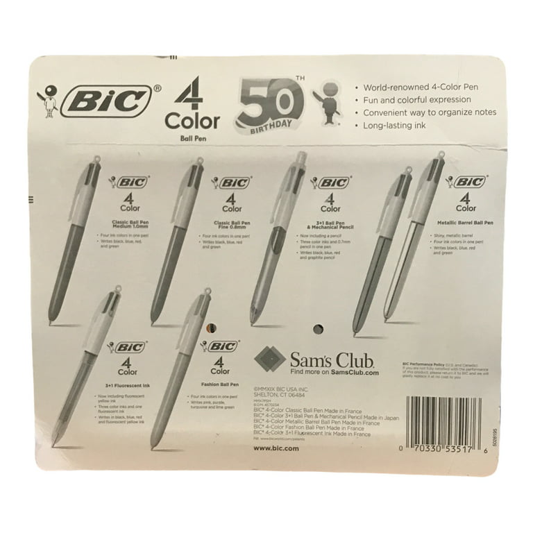 BIC 4-Color Retractable Ballpoint Pen, Med Pt. 1.0mm, Variety 7 Pack