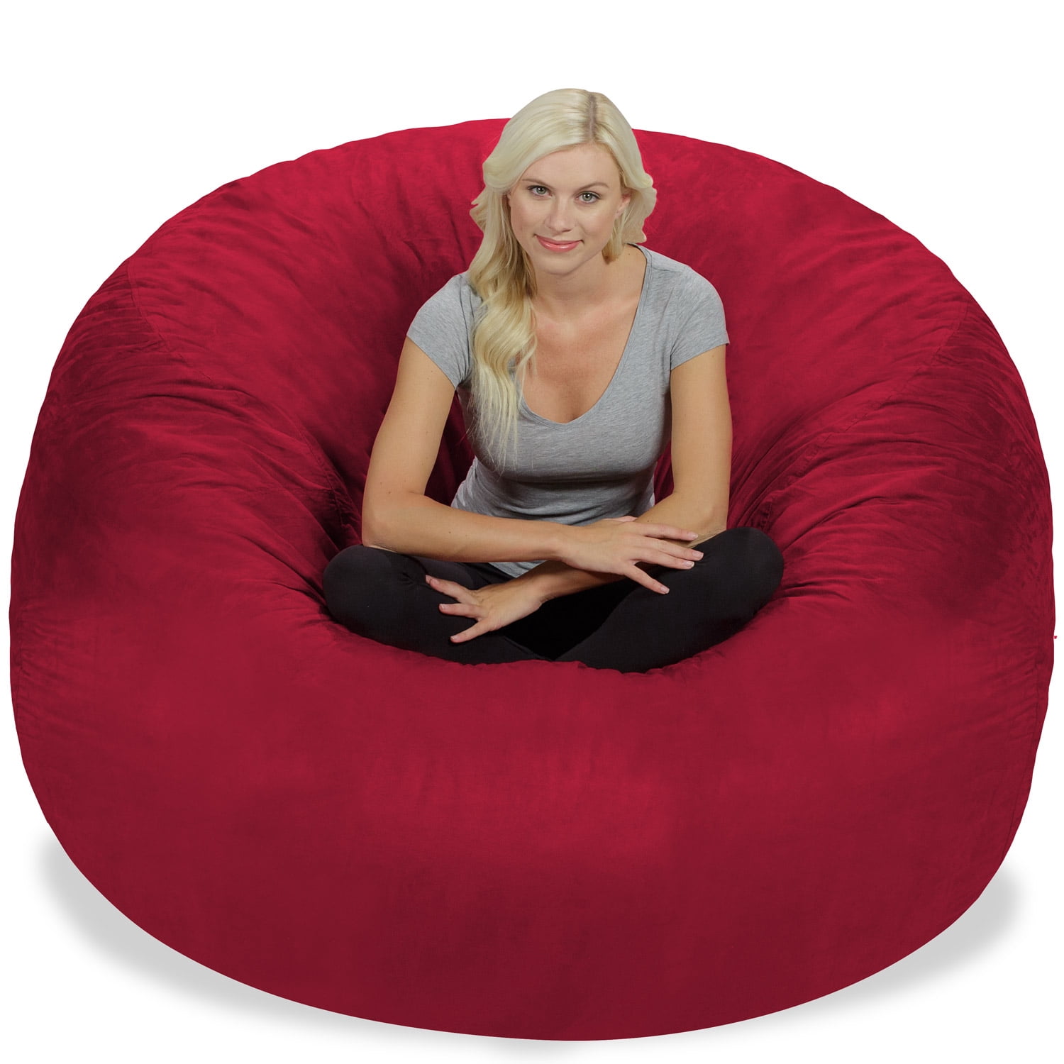 Chill Sack Bean Bag Chair, Memory Foam with Microsuede Cover, Kids, Adults, 6 ft, Cinnabar