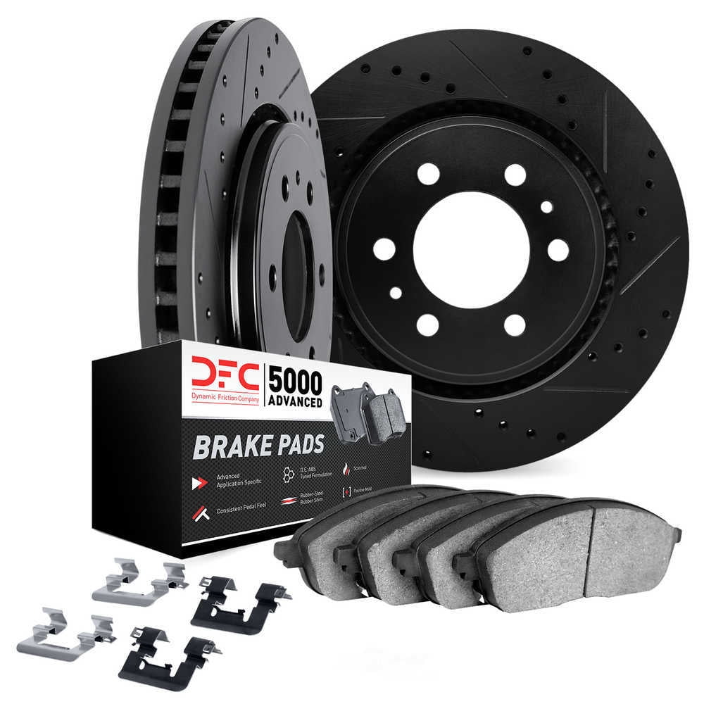 Dynamic Friction Company 8512-48071 DFC Rotors-Drilled and Slotted-Black with 5000 Advanced Brake