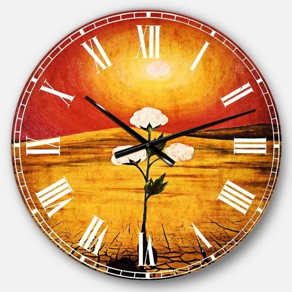 DesignArt Bright Sun in Flower Large Wall Clock