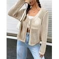 thumbnail image 3 of Women's Long Sleeve Cardigan Tie Front V Neck Crochet Lightweight Shrug Sweaters for Dresses Knit Top, 3 of 6