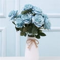 thumbnail image 4 of Artificial Rosa Flor Ramo Simulación Rosa Casa Oficina Decoración floral Boda Ramo de flores falsas, Azul claro Inevent HA7032-07B, 4 of 5