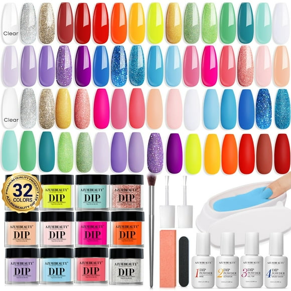 Kit de polvos para uñas AZUREBEAUTY Going Summer, 32 colores