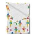 thumbnail image 2 of Ice Cream Soft Flannel Fleece Blanket, Yummy Refreshments of Summertime Triple Scoops on Waffle Cones with Grungy Look, Cozy Plush for Indoor and Outdoor Use, 50" x 70", Multicolor, by Ambesonne, 2 of 5