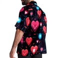 thumbnail image 3 of Valentine's Day Love ECG Men's Short Sleeve Hawaiian Poplin Shirt, Casual Printed Button Down Summer Beach Shirts - Unisex, 3 of 6