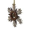 thumbnail image 3 of Northlight Wooden Snowflake Christmas Ornament with Jingle Bell - 6" - Brown and Beige, 3 of 4