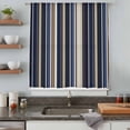 thumbnail image 5 of Blue and Brown Geometric Stripe Pattern Sheer Curtains 45 Inches Long, Light Filering Curtains, Breathable Simi Curtain Privacy Drapes for Kitchen Bathroom Lightweight Small Window Treatment, 5 of 9