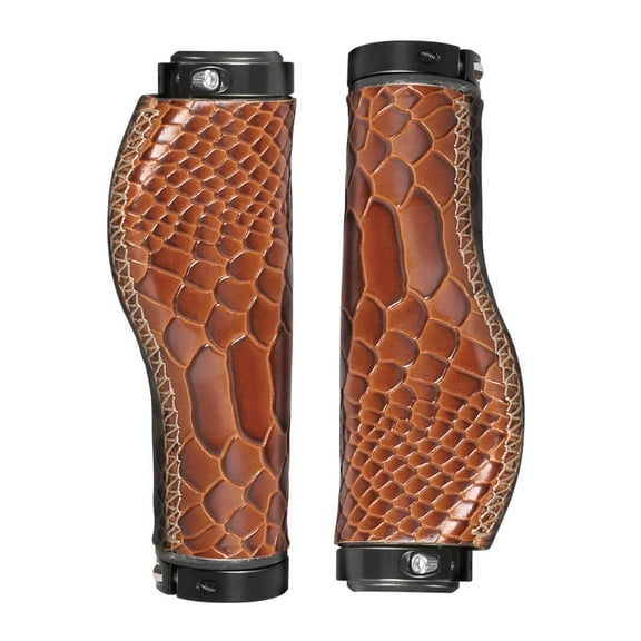 Bike Handle Grips 22.2x130mm Non-Slip PVC Microfiber Leather Ergonomic Hand-Sewn Casual Retro Double Lock-on Handlebar Lever for MTB,Road Bike